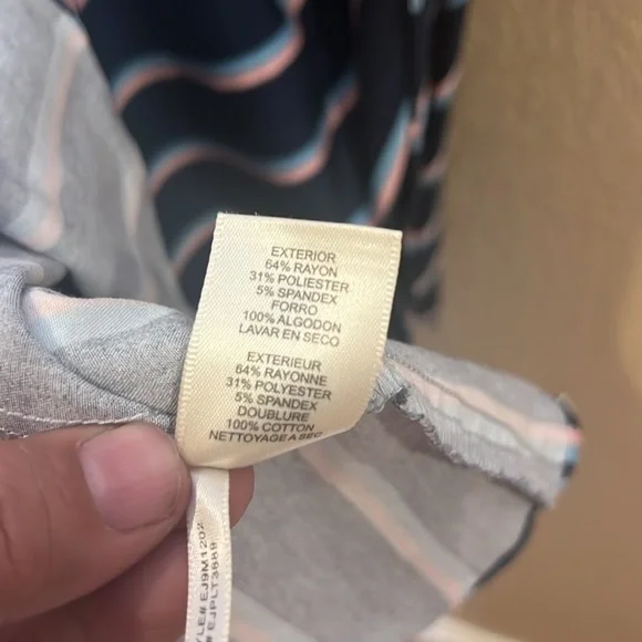 Eliza J Chevron Blue Stripe Fit And Flare Dress with pockets size 8 - Picture 11 of 13